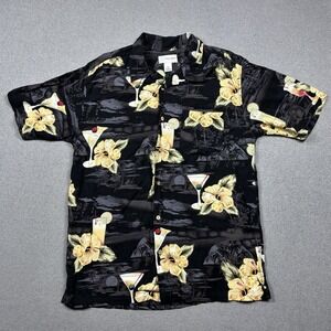 Falls Creek Island Hawaiian Tropical Button Up Shirt Mens L Multicolor Martinis